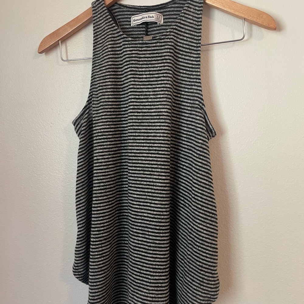 Abercrombie & Fitch Women's Striped Tank Top in Black and Gray